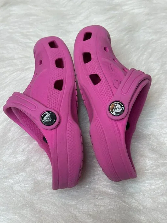 CROCS Clogs Little Kid 9 Two Pairs Hot Pink Purple Glitter - Picture 4 of 10